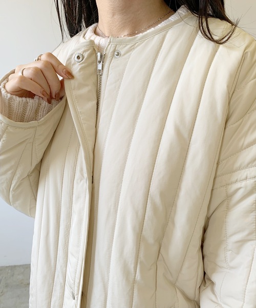 LIAN(リアン)の「縦キルトミドルコート(ノーカラーコート・レディース・ブラック/ベージュ/アイボリー・FREE)」の8枚目の写真