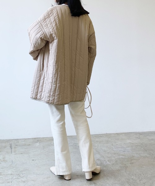 LIAN(リアン)の「縦キルトミドルコート(ノーカラーコート・レディース・ブラック/ベージュ/アイボリー・FREE)」の15枚目の写真