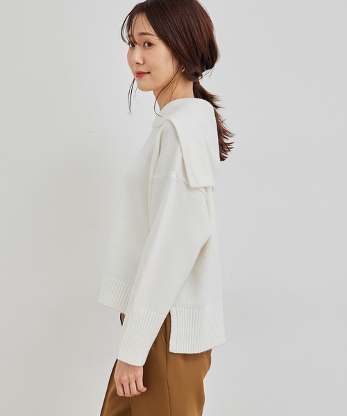 ROPE' PICNIC（ロペピクニック）の「セーラーカラーニットプルオーバー（ニット/セーター・レディース・ブラック/ベージュ/オフホワイト/グリーン系その他・38）」の11枚目の写真