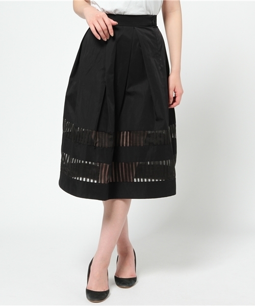 Demi-Luxe BEAMS（デミルクス ビームス）の「ELIN / シアーボーダ プリーツスカート（スカート・レディース・ブラック・36/38）」の12枚目の写真