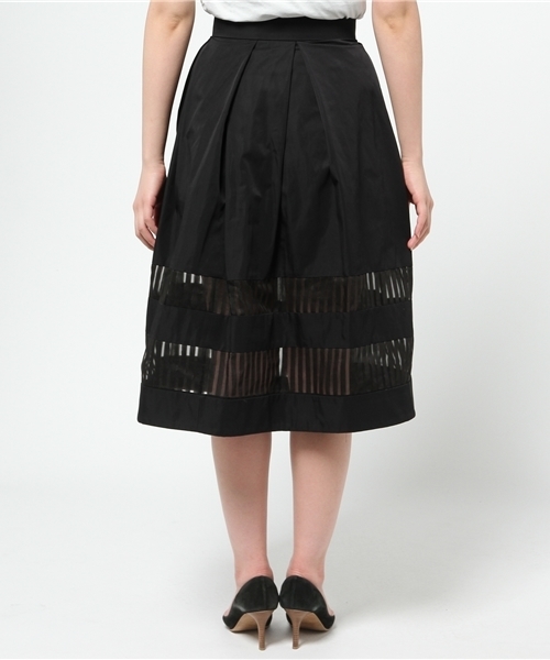 Demi-Luxe BEAMS（デミルクス ビームス）の「ELIN / シアーボーダ プリーツスカート（スカート・レディース・ブラック・36/38）」の5枚目の写真