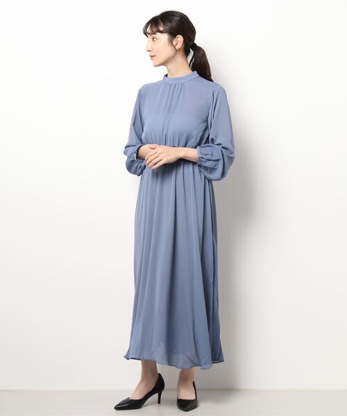 Te chichi TERRASSE（テチチテラス）の「シフォン楊柳ワンピース（ワンピース・レディース・ネイビー/ブラウン/ブルー・ﾌﾘ-）」の3枚目の写真