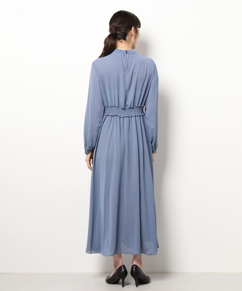 Te chichi TERRASSE（テチチテラス）の「シフォン楊柳ワンピース（ワンピース・レディース・ネイビー/ブラウン/ブルー・ﾌﾘ-）」の4枚目の写真