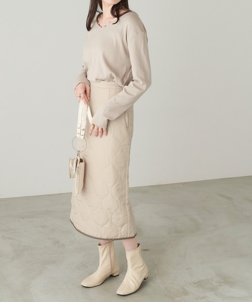 Chaco closet（チャコ クローゼット）の「タフタ キルティングタイトスカート（スカート・レディース・ライトベージュ/ブラック/カーキ・FREE）」の21枚目の写真