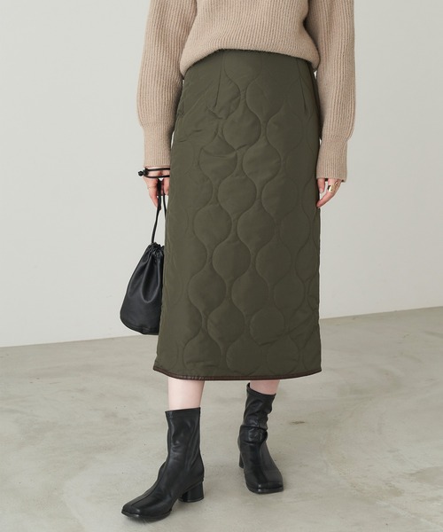 Chaco closet（チャコ クローゼット）の「タフタ キルティングタイトスカート（スカート・レディース・ライトベージュ/ブラック/カーキ・FREE）」の22枚目の写真