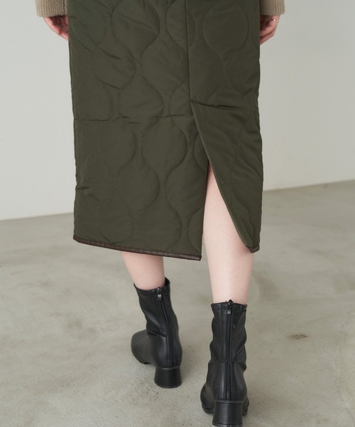 Chaco closet（チャコ クローゼット）の「タフタ キルティングタイトスカート（スカート・レディース・ライトベージュ/ブラック/カーキ・FREE）」の5枚目の写真