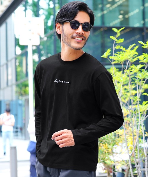 jiggys shop(ジギーズショップ)の「コットン マルチ刺繍 長袖Tシャツ(Tシャツ/カットソー・メンズ・ホワイト/ブラック/ネイビー/ホワイト系その他/ブラック系その他/グレイッシュベージュ/ホワイト系その他2/ブラック系その他3/ブラック系その他2/ホワイト系その他3/グレー系その他2/ホワイト系その他4/ホワイト系6/ブラック系その他5・SMALL/MEDIUM/LARGE/X-LARGE)」の9枚目の写真