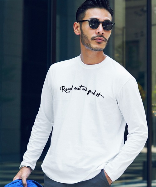jiggys shop(ジギーズショップ)の「コットン マルチ刺繍 長袖Tシャツ(Tシャツ/カットソー・メンズ・ホワイト/ブラック/ネイビー/ホワイト系その他/ブラック系その他/グレイッシュベージュ/ホワイト系その他2/ブラック系その他3/ブラック系その他2/ホワイト系その他3/グレー系その他2/ホワイト系その他4/ホワイト系6/ブラック系その他5・SMALL/MEDIUM/LARGE/X-LARGE)」の5枚目の写真