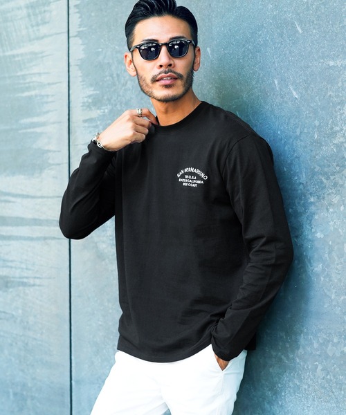 jiggys shop(ジギーズショップ)の「コットン マルチ刺繍 長袖Tシャツ(Tシャツ/カットソー・メンズ・ホワイト/ブラック/ネイビー/ホワイト系その他/ブラック系その他/グレイッシュベージュ/ホワイト系その他2/ブラック系その他3/ブラック系その他2/ホワイト系その他3/グレー系その他2/ホワイト系その他4/ホワイト系6/ブラック系その他5・SMALL/MEDIUM/LARGE/X-LARGE)」の10枚目の写真