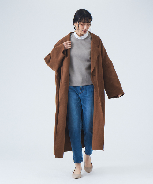 JILKY(ジルキー)の「【JILKY】オーバーサイズウールコート(チェスターコート・レディース・ブラウン/アイボリー・フリー)」の3枚目の写真