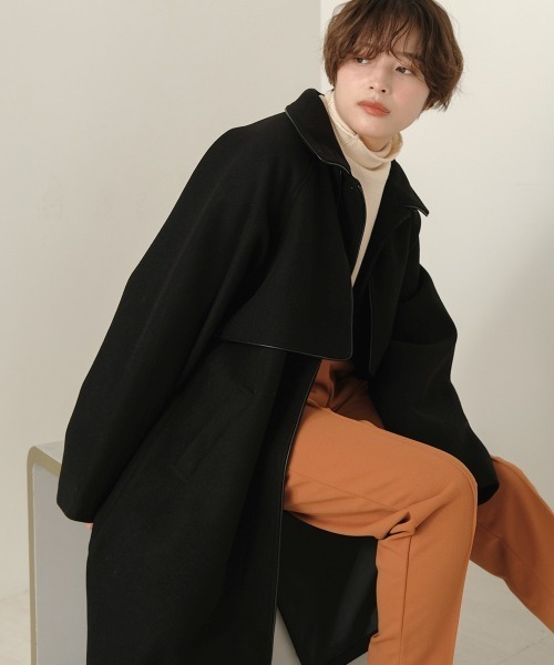 Bab（バブ）の「【WEB限定】スタンドカラーパイピングロングコート（その他アウター・レディース・オリーブ/ベージュ/モカ/ブラック・38）」の2枚目の写真