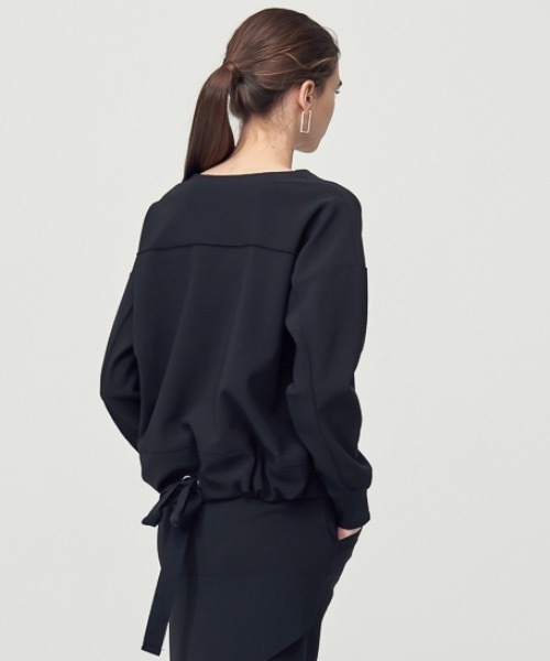 ACUD（アクド）の「【ACUD 】コンフォートリボン ディテールトップ / Comfort Ribbon Detail Top（スウェット・レディース・ブラック/オフホワイト/オリーブ・FREE）」の3枚目の写真