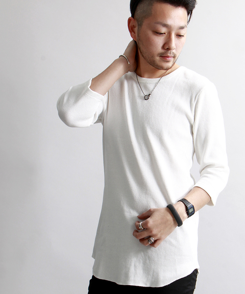 WEGO(ウィゴー)の「WEGO/ワッフルロング7分袖カットソー(Tシャツ/カットソー・メンズ・ホワイト/ホワイト系その他/ブラック系その他/グレー・LARGE/MEDIUM)」の2枚目の写真
