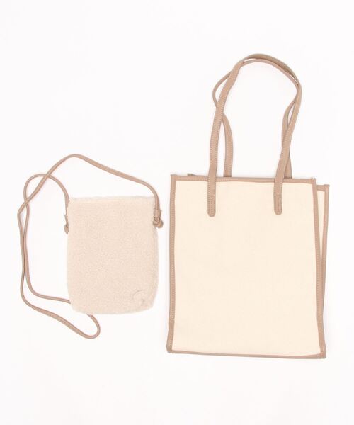 ehka sopo（エヘカソポ）の「ボアポシェット付パイピングトートバッグ（トートバッグ・レディース・ブラウン/モカ/キナリ・ﾌﾘ-）」の4枚目の写真