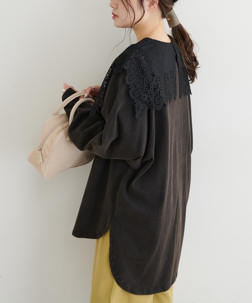 PUAL CE CIN（ピュアルセシン）の「パウダー加工プルオーバー（Tシャツ/カットソー・レディース・ブラック/グレー/ベージュ/ブルー・FREE）」の6枚目の写真