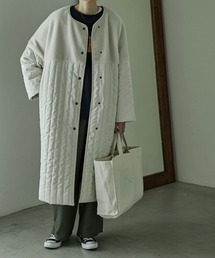 etoll. | ボア切替ラインキルトコート(ノーカラーコート)