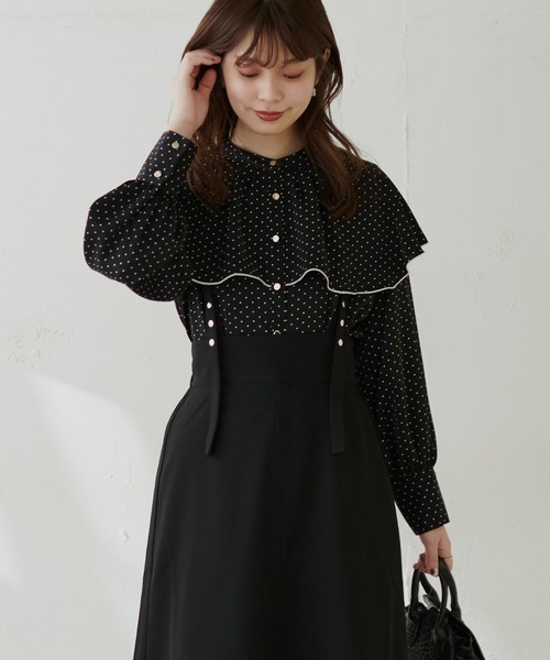 【WEB限定カラー有り】ひらりケープブラウス