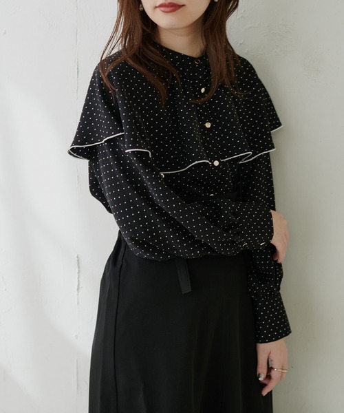 【WEB限定カラー有り】ひらりケープブラウス