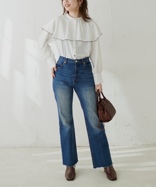 【WEB限定カラー有り】ひらりケープブラウス
