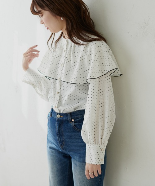 【WEB限定カラー有り】ひらりケープブラウス