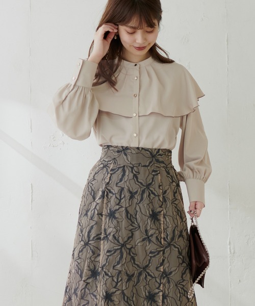 【WEB限定カラー有り】ひらりケープブラウス