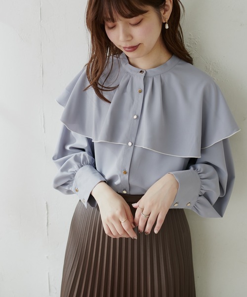 【WEB限定カラー有り】ひらりケープブラウス