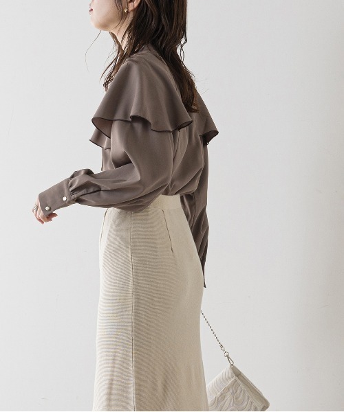 【WEB限定カラー有り】ひらりケープブラウス