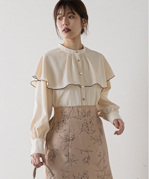 【WEB限定カラー有り】ひらりケープブラウス