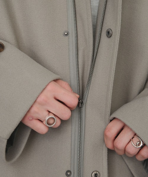 SENSE OF PLACE by URBAN RESEARCH（センスオブプレイスバイアーバンリサーチ）の「スタンドカラールーズコート（ステンカラーコート・メンズ・ミント/ブラック・MEDIUM/LARGE）」の7枚目の写真