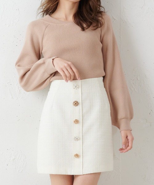 新品タグ付き♡ミストレアス♡ツイードミニスカート♡ベージュ チェックツイードフレアミニスカート – Darich (ダーリッチ)