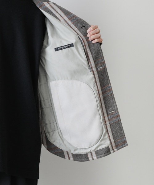 KAZUYUKI KUMAGAI ATTACHMENT（カズユキクマガイアタッチメント）の「W/Nyﾁｪｯｸﾓｯｻｰｼｬﾂｼﾞｬｹｯﾄ（テーラードジャケット・メンズ・キャメル/ベージュ・3/2/1）」の9枚目の写真