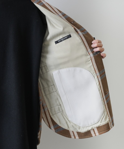 KAZUYUKI KUMAGAI ATTACHMENT（カズユキクマガイアタッチメント）の「W/Nyﾁｪｯｸﾓｯｻｰｼｬﾂｼﾞｬｹｯﾄ（テーラードジャケット・メンズ・キャメル/ベージュ・3/2/1）」の5枚目の写真