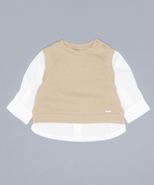 petit main（プティマイン）の「ベストドッキング長袖シャツ（シャツ/ブラウス・キッズ・ベージュ/ネイビー・80ｃｍ/90cm/110cm/100cm/120cm/130cm）」の6枚目の写真