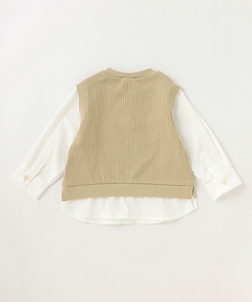 petit main（プティマイン）の「ベストドッキング長袖シャツ（シャツ/ブラウス・キッズ・ベージュ/ネイビー・80ｃｍ/90cm/110cm/100cm/120cm/130cm）」の16枚目の写真