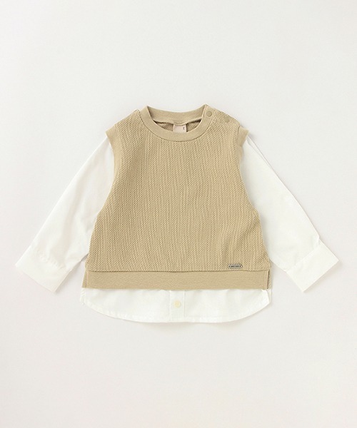 petit main（プティマイン）の「ベストドッキング長袖シャツ（シャツ/ブラウス・キッズ・ベージュ/ネイビー・80ｃｍ/90cm/110cm/100cm/120cm/130cm）」の8枚目の写真