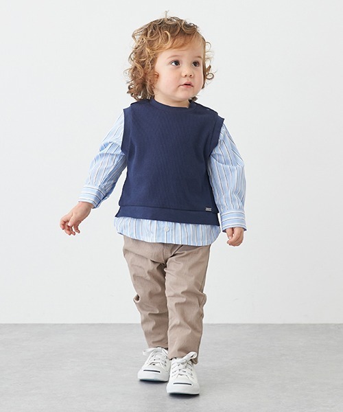 petit main（プティマイン）の「ベストドッキング長袖シャツ（シャツ/ブラウス・キッズ・ベージュ/ネイビー・80ｃｍ/90cm/110cm/100cm/120cm/130cm）」の19枚目の写真