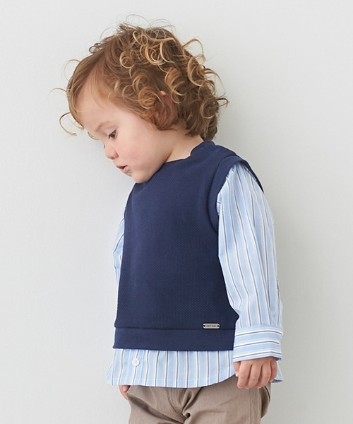 petit main（プティマイン）の「ベストドッキング長袖シャツ（シャツ/ブラウス・キッズ・ベージュ/ネイビー・80ｃｍ/90cm/110cm/100cm/120cm/130cm）」の22枚目の写真