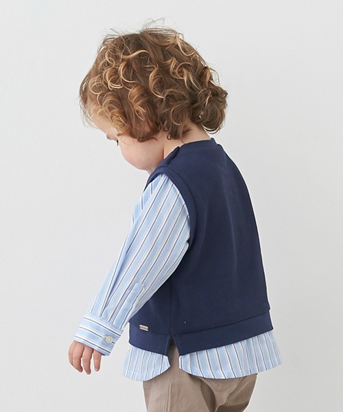 petit main（プティマイン）の「ベストドッキング長袖シャツ（シャツ/ブラウス・キッズ・ベージュ/ネイビー・80ｃｍ/90cm/110cm/100cm/120cm/130cm）」の21枚目の写真