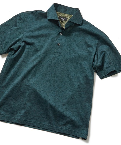 MEN'S BIGI（メンズビギ）の「【COOLMAX】スラブ鹿の子ポロシャツ　ACTIVE TAILORライン（ポロシャツ・メンズ・ネイビー/ブルー/グリーン・01/02/03）」の2枚目の写真