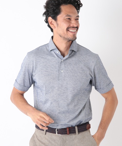 MEN'S BIGI（メンズビギ）の「【COOLMAX】スラブ鹿の子ポロシャツ　ACTIVE TAILORライン（ポロシャツ・メンズ・ネイビー/ブルー/グリーン・01/02/03）」の6枚目の写真