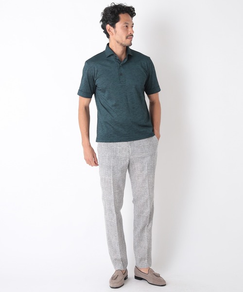 MEN'S BIGI（メンズビギ）の「【COOLMAX】スラブ鹿の子ポロシャツ　ACTIVE TAILORライン（ポロシャツ・メンズ・ネイビー/ブルー/グリーン・01/02/03）」の8枚目の写真