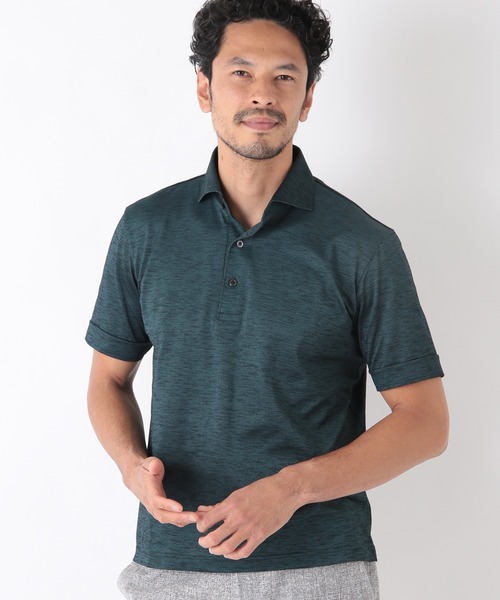 MEN'S BIGI（メンズビギ）の「【COOLMAX】スラブ鹿の子ポロシャツ　ACTIVE TAILORライン（ポロシャツ・メンズ・ネイビー/ブルー/グリーン・01/02/03）」の4枚目の写真