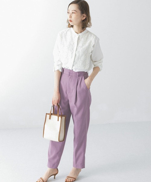URBAN RESEARCH ROSSO（アーバンリサーチロッソ）の「ウォッシャブルレースブラウス（シャツ/ブラウス・レディース・ブルー系その他/オフホワイト/ネイビー・FREE）」の5枚目の写真