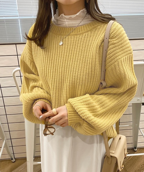 apres jour(アプレジュール)の「配色ニット【ZOZOTOWN限定アイテム】(ニット/セーター・レディース・イエロー系その他/アイボリー/グリーン系その他・X-LARGE/フリー)」の3枚目の写真