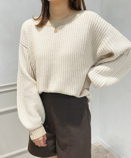 apres jour(アプレジュール)の「配色ニット【ZOZOTOWN限定アイテム】(ニット/セーター・レディース・イエロー系その他/アイボリー/グリーン系その他・X-LARGE/フリー)」の6枚目の写真