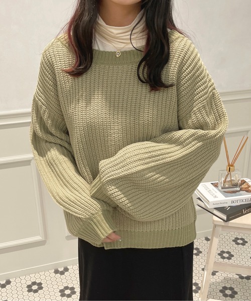 apres jour(アプレジュール)の「配色ニット【ZOZOTOWN限定アイテム】(ニット/セーター・レディース・イエロー系その他/アイボリー/グリーン系その他・X-LARGE/フリー)」の12枚目の写真