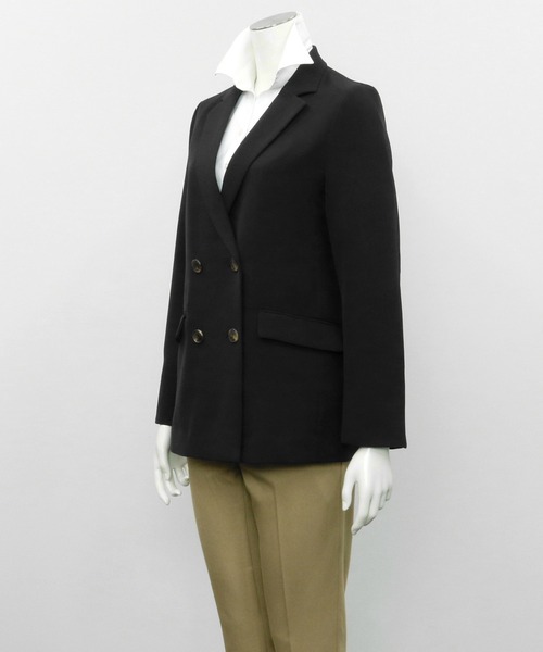TOKYO SHIRTS（トウキョウシャツ）の「ベーシック ダブルボタン テーラードジャケット（テーラードジャケット・レディース・ブラック/ネイビー・M/L）」の14枚目の写真