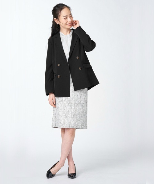 TOKYO SHIRTS（トウキョウシャツ）の「ベーシック ダブルボタン テーラードジャケット（テーラードジャケット・レディース・ブラック/ネイビー・M/L）」の20枚目の写真