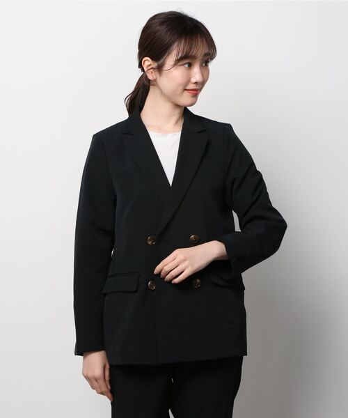 TOKYO SHIRTS（トウキョウシャツ）の「ベーシック ダブルボタン テーラードジャケット（テーラードジャケット・レディース・ブラック/ネイビー・M/L）」の7枚目の写真