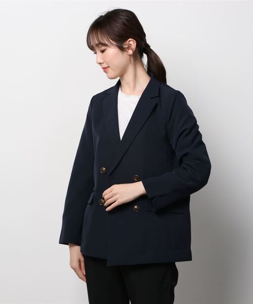 TOKYO SHIRTS（トウキョウシャツ）の「ベーシック ダブルボタン テーラードジャケット（テーラードジャケット・レディース・ブラック/ネイビー・M/L）」の6枚目の写真